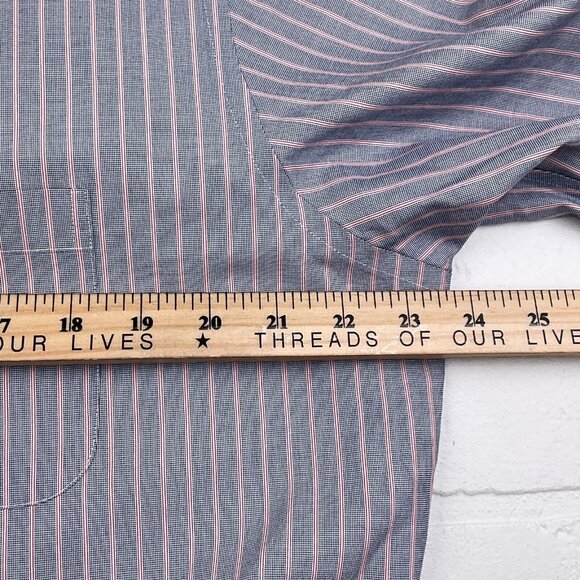 Brooks Brothers‎ Shirt Mens 16.5 32 Black Red Regent Pinstripe OCBD Preppy - Picture 5 of 11